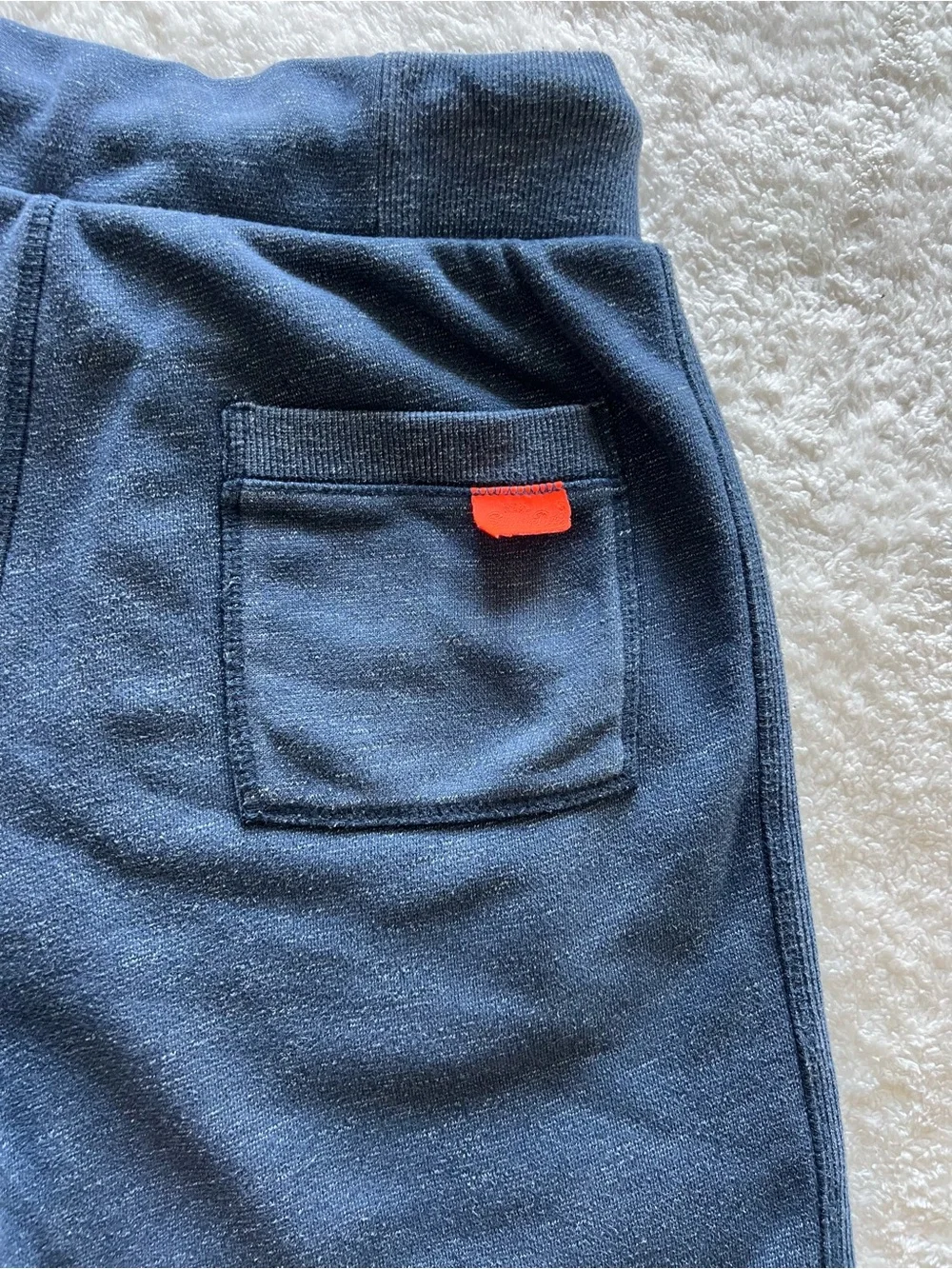Superdry Navy Sweatshorts with Orange Logo Patch Size Medium